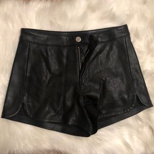 High waisted leather shorts